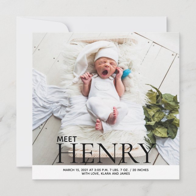 Minimalistische Foto-Collage Geburtsankündigung Einladung (Vorderseite)