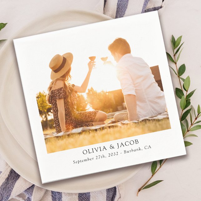 Minimalistische Foto Collage Wedding Serviette (Von Creator hochgeladen)