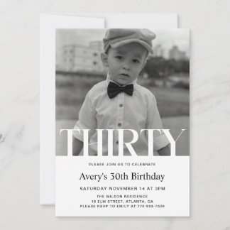 Minimalistische Foto-Einladung zum 30. Geburtstag  Einladung