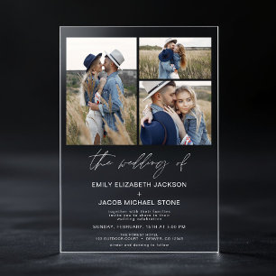 Minimalistische Foto-Elegante Moderne Hochzeit 3 F Acryleinladungen