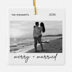 Minimalistische Foto-Eleganz Merry & Married Einfa Keramikornament