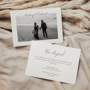 Minimalistische Foto-Elopement- & Hochzeitsempfang Einladung