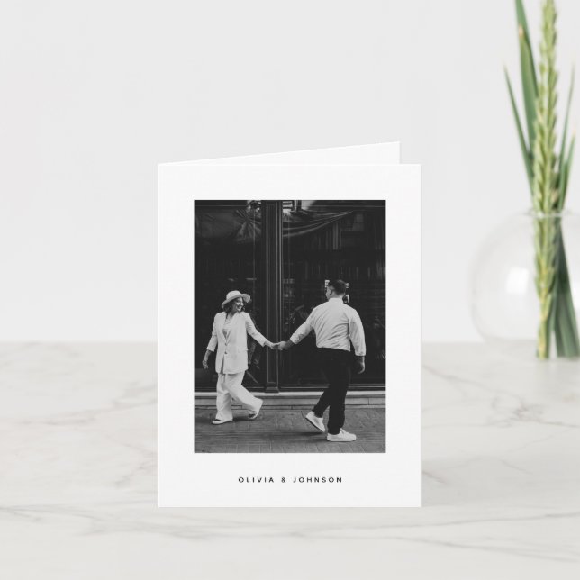 Minimalistische Foto-Falt-Hochzeit Einladung (Vorderseite)