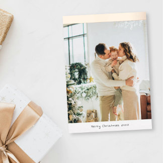 Minimalistische Foto Frohe Weihnachten Familie Folien Feiertagskarte