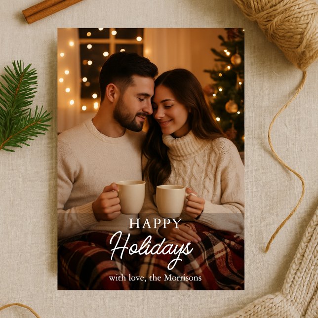 Minimalistische Foto Happy Holidays Urlaubskarte Einladung (Von Creator hochgeladen)