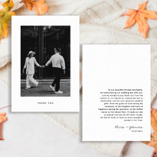 Minimalistische Foto-Hochzeit Dankeskarte