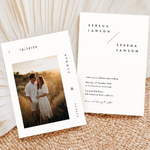 Minimalistische Foto-Hochzeit Einladung