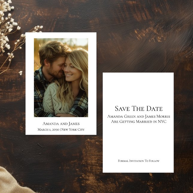 Minimalistische Foto-Hochzeitsankündigung (Budget size Minimalist Photo Save The Date Card)