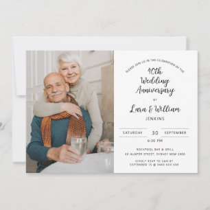 Minimalistische Foto-Hochzeitstag 40 Jahre Einladung