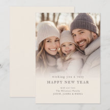 Minimalistische Foto-Overlay-Creme Frohes Neues Ja
