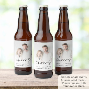 Minimalistische Foto-Overlay für Frischvermählte G Bierflaschenetikett