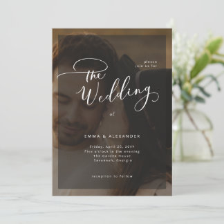 Minimalistische Foto-Overlay-Hochzeit Alles in Ein Einladung
