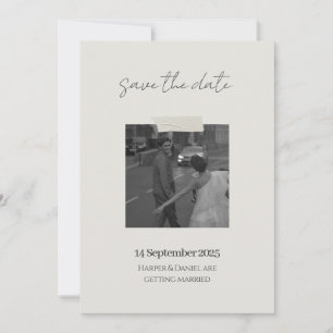 Minimalistische Foto-Save-the-Date-Karte mit Klebe Einladung