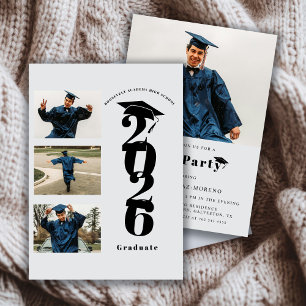 Minimalistische Fotocollage Abitur-/Abschlussfeier Einladung