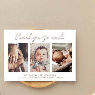 Minimalistische Fotocollage Danke Baby Shower Postkarte