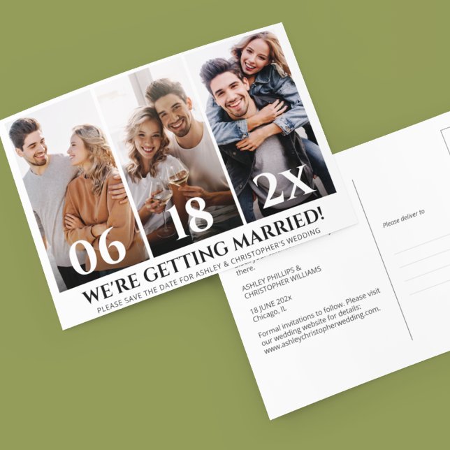 Minimalistische FotoCollage Save the Date Postkart Postkarte (Von Creator hochgeladen)