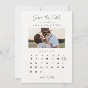 Minimalistische Fotokalender-Hochzeit in typografi Save The Date