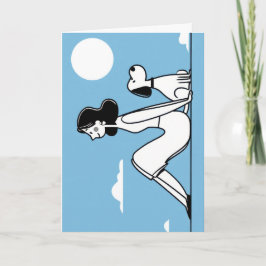 Minimalistische Frau- und Hund-Illustration Karte
