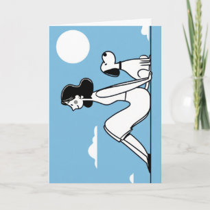 Minimalistische Frau- und Hund-Illustration Karte