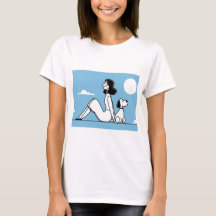 Minimalistische Frau- und Hund-Illustration