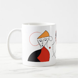 Minimalistische Frauen in abstrataler Linie Kaffeetasse