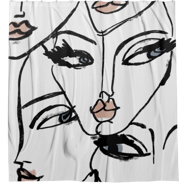 Minimalistische Frauenkunst Duschvorhang (Vorderseite)