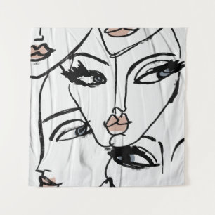 Minimalistische Frauenkunst Wandteppich