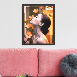 Minimalistische Frauenprofil mit botanischer Elega Leinwanddruck