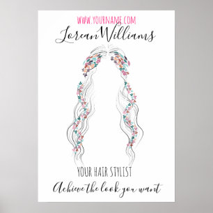 Minimalistische Friseurbride Wavy Haar Chic Blüte Poster