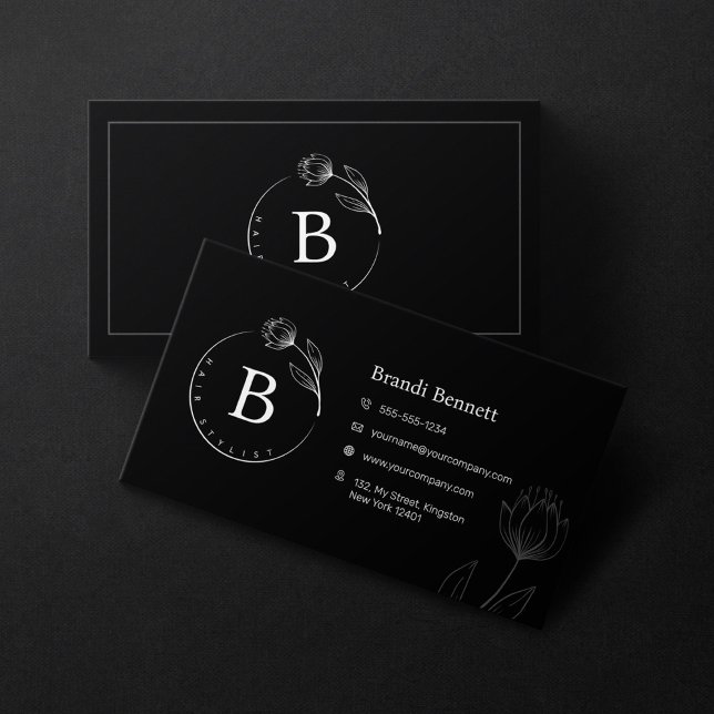 Minimalistische Friseurhandgezeichnete botanische  Visitenkarte (Von Creator hochgeladen)