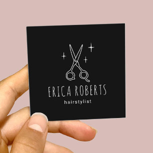 Minimalistische Friseurschere Zeichnend Salon Quadratische Visitenkarte
