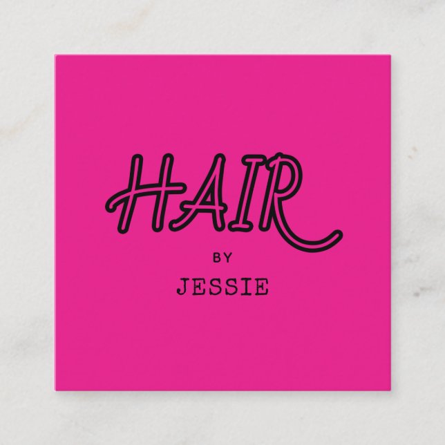Minimalistische Friseurstylist Pink Square Busines Quadratische Visitenkarte (Vorderseite)