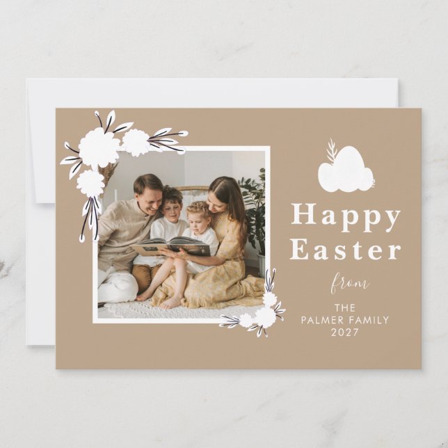 Minimalistische Frühlings-Oster-Personalisierte Fa Feiertagskarte (Vorderseite)