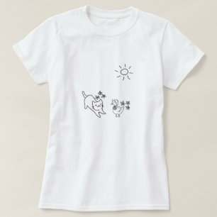 Minimalistische Frühlingskatze T-Shirt