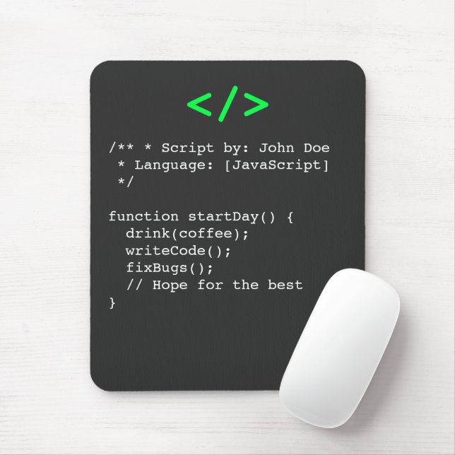 Minimalistische Funktion startDay() Entwickler-Wit Mousepad (Mit Mouse)