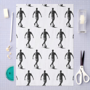 Minimalistische Fußballspieler-Silhouetten-Kunst G Seidenpapier