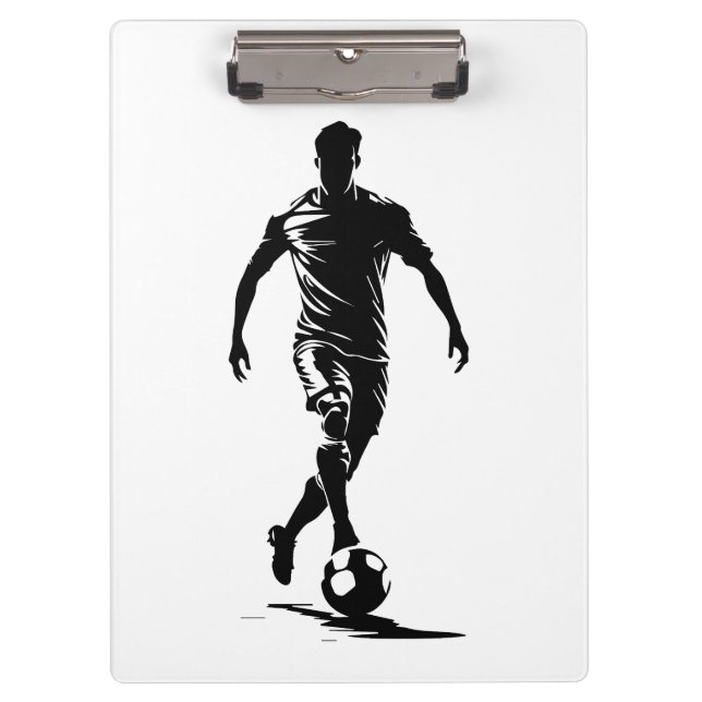 Minimalistische Fußballspieler-Silhouetten-Kunst Klemmbrett (Vorderseite)