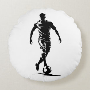 Minimalistische Fußballspieler-Silhouetten-Kunst Rundes Kissen
