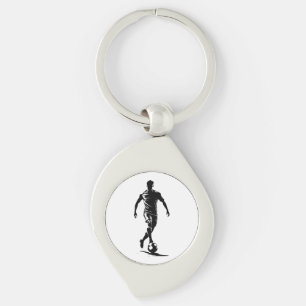 Minimalistische Fußballspieler-Silhouetten-Kunst-S Schlüsselanhänger