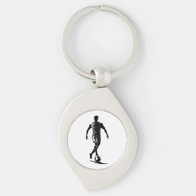 Minimalistische Fußballspieler-Silhouetten-Kunst-S Schlüsselanhänger (Vorderseite)