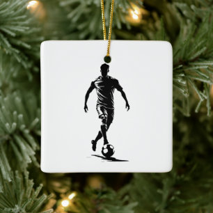 Minimalistische Fußballspieler-Silhouetten-Kunst-V Keramikornament