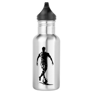 Minimalistische Fußballspieler-Silhouetten-Kunstfl Edelstahlflasche