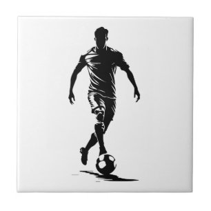 Minimalistische Fußballspieler-Silhouetten-Kunstfl Fliese