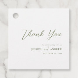 Minimalistische Gastgeschenk Hochzeit Grün & Weiß Geschenkanhänger