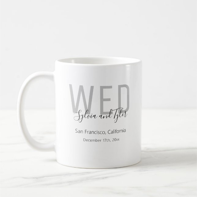 Minimalistische Gastgeschenk Hochzeit Kaffeetasse (Links)