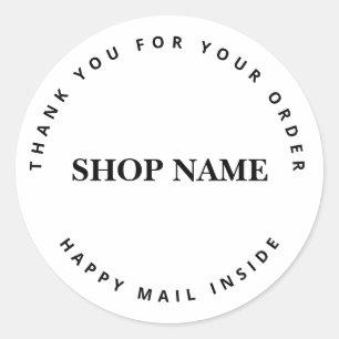Minimalistische gekrümmte Text Danke Schön Mail ru Runder Aufkleber