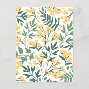 Minimalistische gelbe Blumen und Blätter Feiertagspostkarte