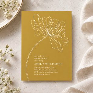Minimalistische gelbe Blumenzeichnung Brautparty Einladung