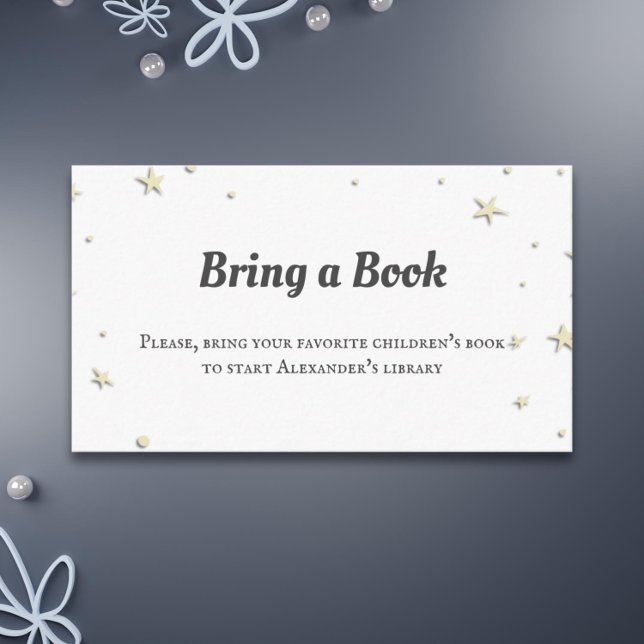 Minimalistische Gelbe Sterne bringen eine Babydusc Begleitkarte (Simple minimalist baby shower bring a book card with stars)