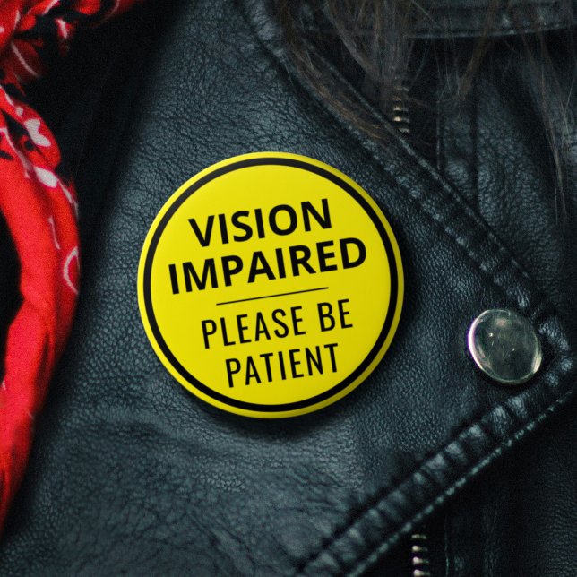 Minimalistische gelbe Typografie Sehbehinderung Button (Minimalist Yellow Typography Vision Impaired Button)